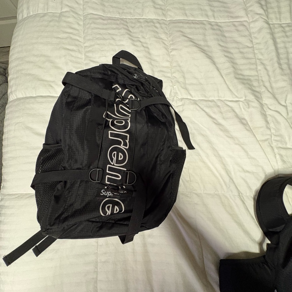 Supreme Black Backpack with Bold Logo